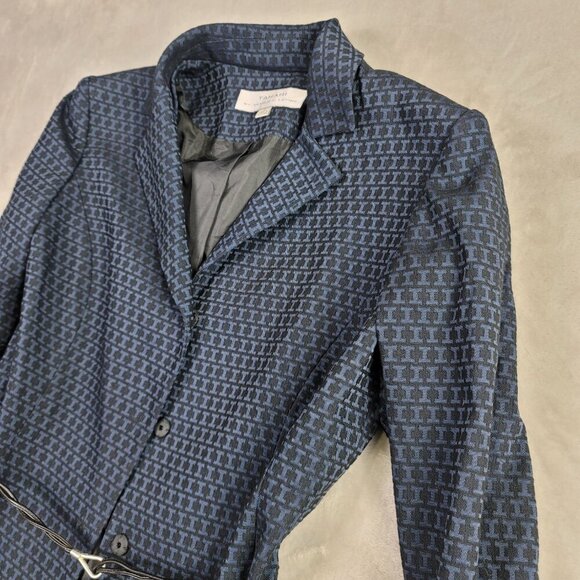 Tahari ASL Black & Blue Geometric Pattern Rope Waist Women's Blazer | Size 4 - Picture 2 of 7